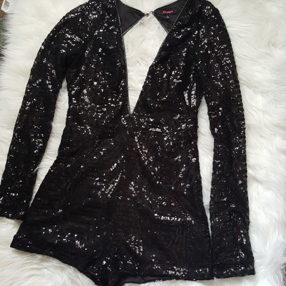 Vegas Black Sequins Romper